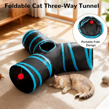 Cat Toy Interactive Cat Toy Cat Tunnel Feather Teaser Wand Indoor Cat