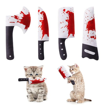 4Pcs Cat Toys, Horror Halloween Knife-Shaped Kitten Catnip Crinkly