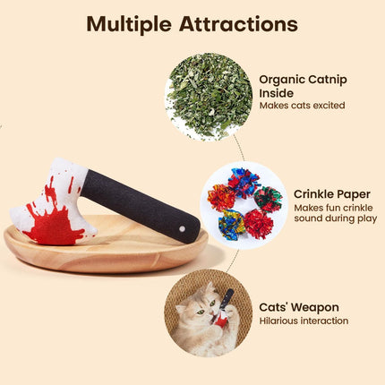 4Pcs Cat Toys, Horror Halloween Knife-Shaped Kitten Catnip Crinkly