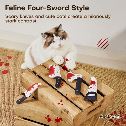 4Pcs Cat Toys, Horror Halloween Knife-Shaped Kitten Catnip Crinkly