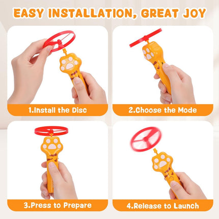 Cat Toy Dog Toy Rechargeable Disc Launcher Flying Spinners Interactive Pet