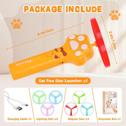 Cat Toy Dog Toy Rechargeable Disc Launcher Flying Spinners Interactive Pet