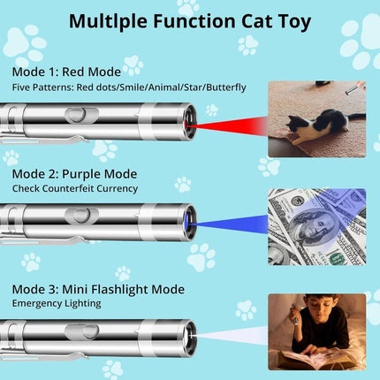 Indoor Cat Toy USB Rechargeable Cat Toy 7 Mode Cat Toy Cat and Dog