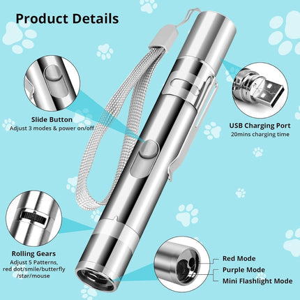 Indoor Cat Toy USB Rechargeable Cat Toy 7 Mode Cat Toy Cat and Dog