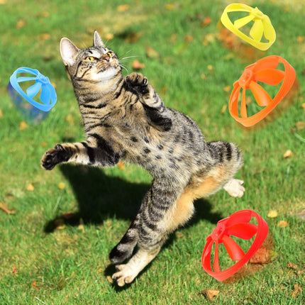 18 Pieces Interactive Cat Fetch Tracking Toys With 5 Colors Flying Propellers for Indoor Pet Kitty Training Chasing,Random color