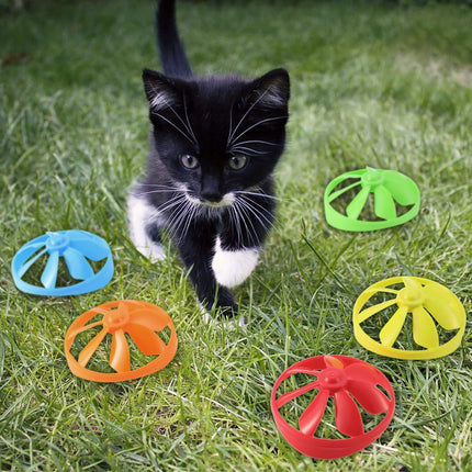 18 Pieces Interactive Cat Fetch Tracking Toys With 5 Colors Flying Propellers for Indoor Pet Kitty Training Chasing,Random color