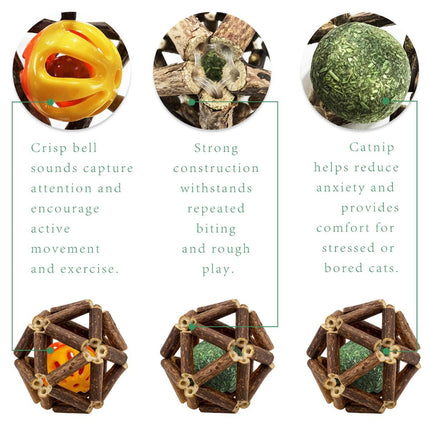 3-Piece Indoor Cat Toys Natural Catnip Toys Kitten Toys Teeth Cleaning