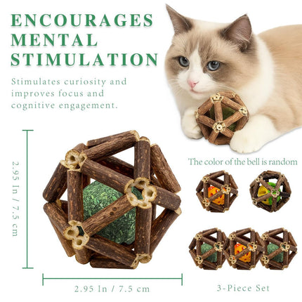 3-Piece Indoor Cat Toys Natural Catnip Toys Kitten Toys Teeth Cleaning