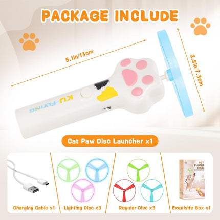 Cat Toy Dog Toy Rechargeable Disc Launcher Flying Spinners Interactive Pet