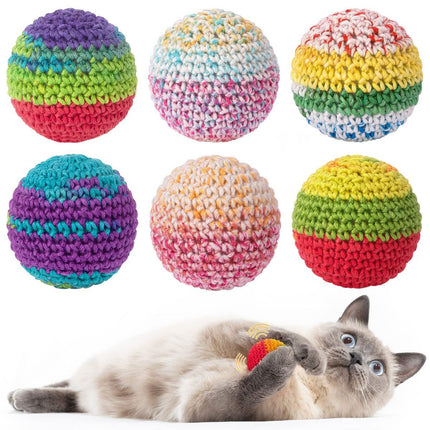 Cat Toys Hand-Crocheted Cat Balls Cat Balls with Bells Indoor Cat Toys