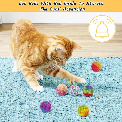 Cat Toys Hand-Crocheted Cat Balls Cat Balls with Bells Indoor Cat Toys