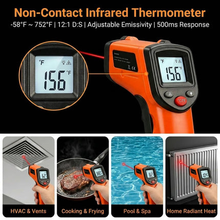 Digital Infrared Thermometer Gun -58°F to 1112°F (Not for Human)