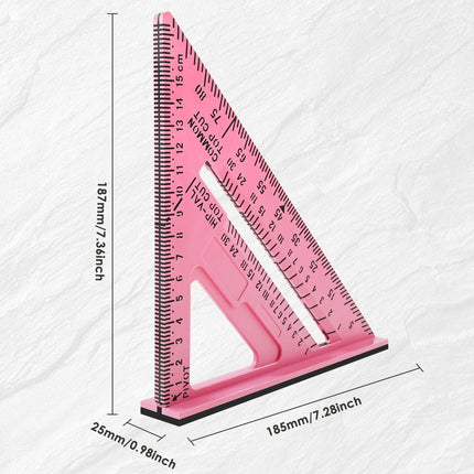 7 Inch Woodworking Triangle Ruler (Pink)