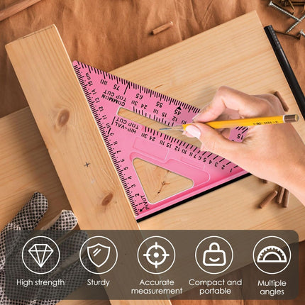 7 Inch Woodworking Triangle Ruler (Pink)