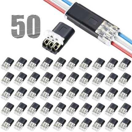 50PCS Push-in Wire Connector D1 D2 D3 Terminal Blocks, No Soldering Needed - Black -  D1
