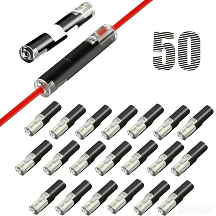 50PCS Push-in Wire Connector D1 D2 D3 Terminal Blocks, No Soldering Needed - Black - D3