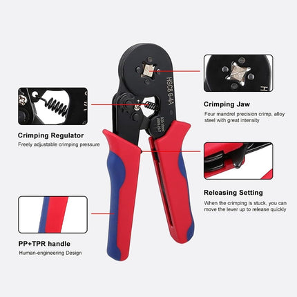 1200-Piece Tubular Crimp Terminal & 6-4A Crimping Pliers Set with Case