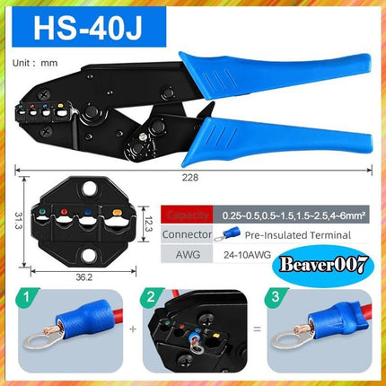 BN200pcs Tubular BN Crimp Terminals and HS-40J Crimping Pliers Set