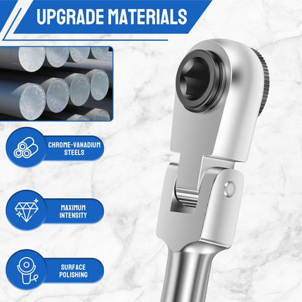 1/4" Flex Head Ratchet, Mini Ratchet Wrench with Extension Bar and Sokcet Adapter, Suits Standard 1/4" Hex Bits, Portable and Versatile Repair Tool for Tight Spaces Only Wrench