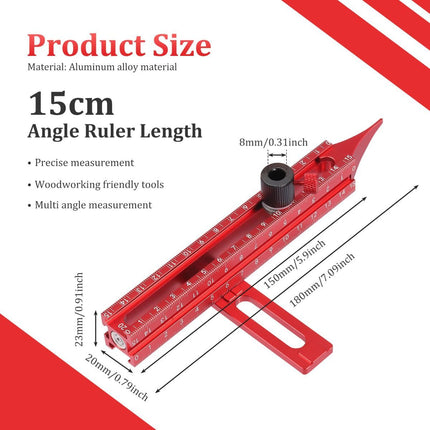 4 Sided Scribing Tool, Aluminum Alloy 4 Sided Scale Guiding Ruler