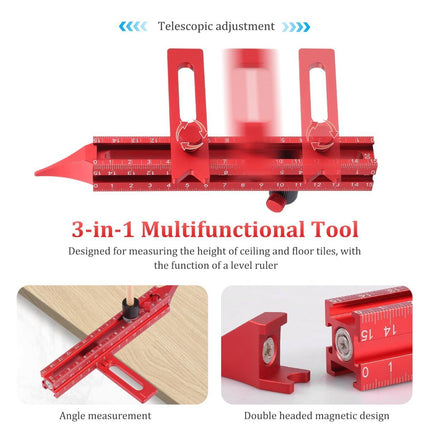 4 Sided Scribing Tool, Aluminum Alloy 4 Sided Scale Guiding Ruler