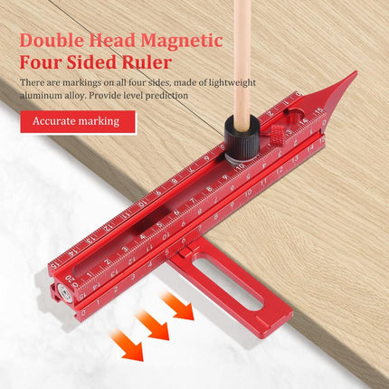 4 Sided Scribing Tool, Aluminum Alloy 4 Sided Scale Guiding Ruler