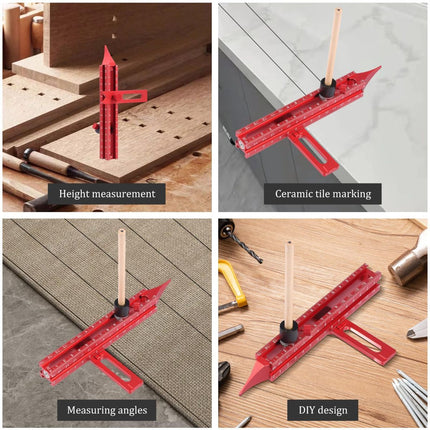 4 Sided Scribing Tool, Aluminum Alloy 4 Sided Scale Guiding Ruler