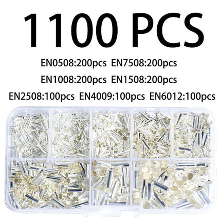 1100-Piece EN Tubular Bare Terminals and Crimping Pliers Set