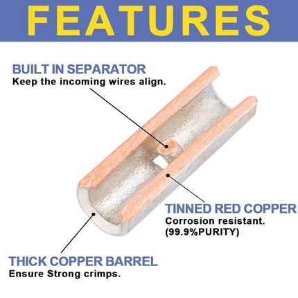 420PCS Non-Insulated Butt Connectors Kit - 6 Sizes BN0.5 to BN8