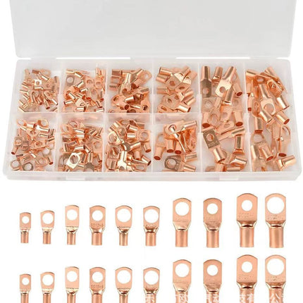 240pcs SC Open-Mouth Bare Copper Terminals + HS-50B Crimping Pliers Set - Gold - HS-50B Crimping Pliers