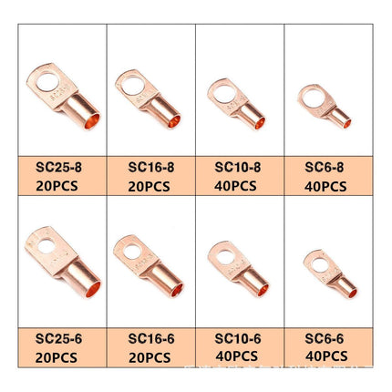 240pcs SC Open-Mouth Bare Copper Terminals + HS-50B Crimping Pliers Set - Gold - HS-50B Crimping Pliers