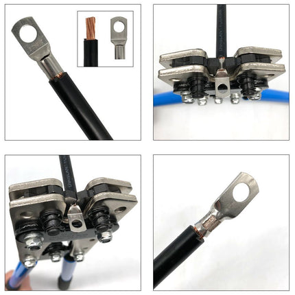 240pcs SC Open-Mouth Bare Copper Terminals + HS-50B Crimping Pliers Set - Gold - HS-50B Crimping Pliers