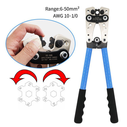 240pcs SC Open-Mouth Bare Copper Terminals + HS-50B Crimping Pliers Set - Gold - HS-50B Crimping Pliers