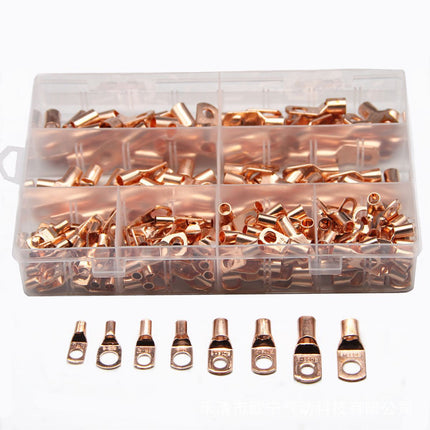 240pcs SC Open-Mouth Bare Copper Terminals + HS-50B Crimping Pliers Set - Gold - SC Inspection Hole Copper Lug