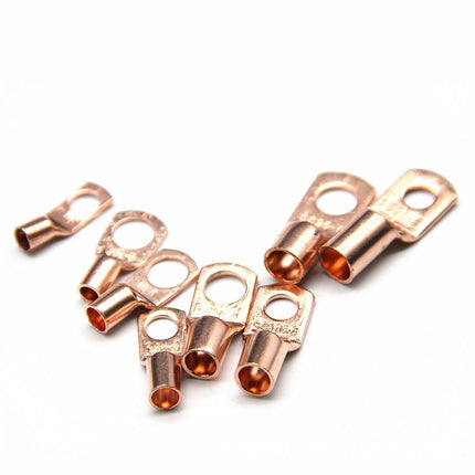 240pcs SC Open-Mouth Bare Copper Terminals + HS-50B Crimping Pliers Set - Gold - SC Inspection Hole Copper Lug