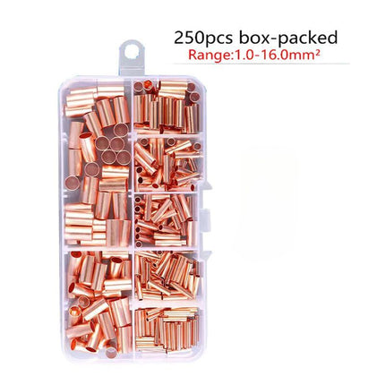 GT250pcs Copper Tube Terminals, Connecting Tubes, Wiring Terminals, Pliers Set