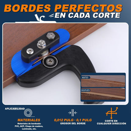 Edge Banding Cutter for Laminate, PVC, Melamine and Formica | Dual offset bearings help trim excess edge banding on laminate, PVC, melamine, Formica and thin panel materials