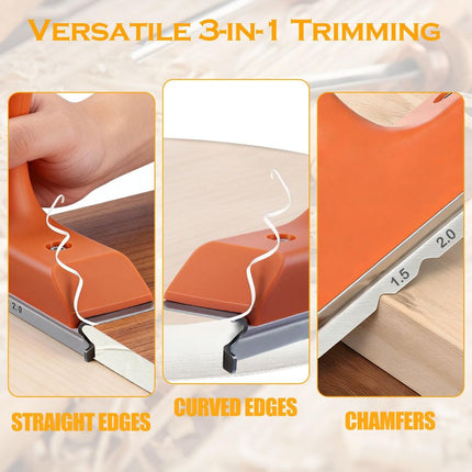 Edge Banding Trimmer, with Sharp Stainless Steel Blades and Ergonomic Grip, 3-in-1 Edge Trimming Tools, Suitable for Straight, Curved, and Chamfered Veneers, PVC