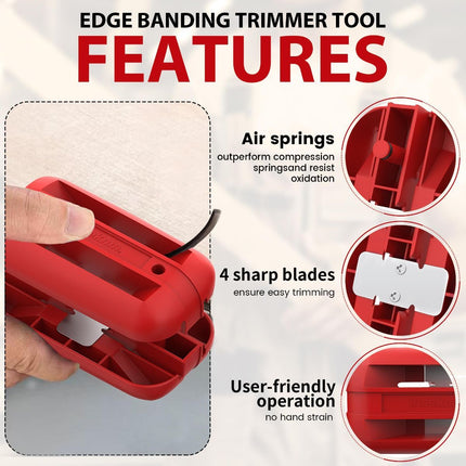 Edge Banding Trimmer,Tungsten Carbide Blades,Manual Woodworking Tool,Hand Planer for Trimming ABS, PVC, Veneer and Melamine Wood Edge Banding - Red - Size 4.1in*2.1in
