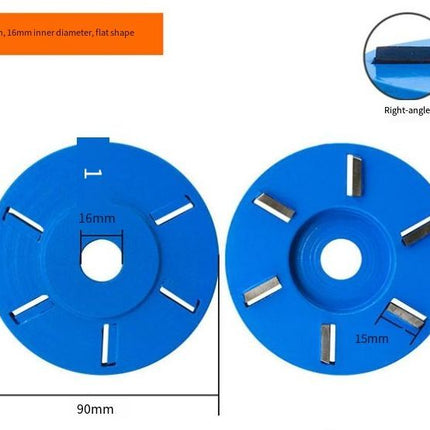 Stump Remover Angle Grinder Wood Carving Disc 6 Teeth Chainsaw Mill Cutter Woodworking Blade Tools Wood Turbo Carving Disc Wood Grinding Shaping Disc Grinder Disc for Wood Polish Flat Blade - Blue - Inner diameter 16mm
