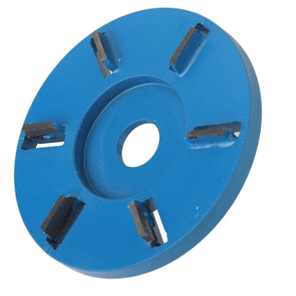 Stump Remover Angle Grinder Wood Carving Disc 6 Teeth Chainsaw Mill Cutter Woodworking Blade Tools Wood Turbo Carving Disc Wood Grinding Shaping Disc Grinder Disc for Wood Polish Flat Blade - Blue - Inner diameter 22mm