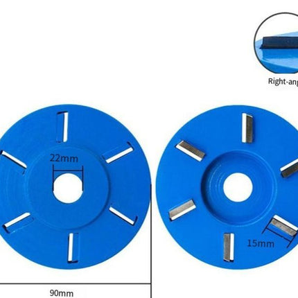 Stump Remover Angle Grinder Wood Carving Disc 6 Teeth Chainsaw Mill Cutter Woodworking Blade Tools Wood Turbo Carving Disc Wood Grinding Shaping Disc Grinder Disc for Wood Polish Flat Blade - Blue - Inner diameter 22mm