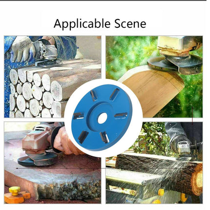 Stump Remover Angle Grinder Wood Carving Disc 6 Teeth Chainsaw Mill Cutter Woodworking Blade Tools Wood Turbo Carving Disc Wood Grinding Shaping Disc Grinder Disc for Wood Polish Flat Blade - Blue - Inner diameter 22mm
