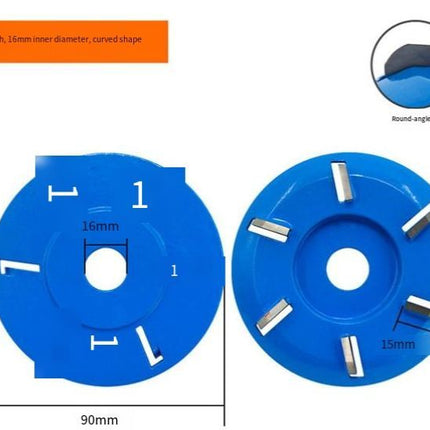 Stump Remover Angle Grinder Wood Carving Disc 6 Teeth Chainsaw Mill Cutter Woodworking Blade Tools Wood Turbo Carving Disc Wood Grinding Shaping Disc Grinder Disc Arc Blade - Blue -  Inner diameter 16mm