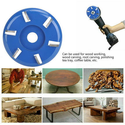 Stump Remover Angle Grinder Wood Carving Disc 6 Teeth Chainsaw Mill Cutter Woodworking Blade Tools Wood Turbo Carving Disc Wood Grinding Shaping Disc Grinder Disc Arc Blade - Blue -  Inner diameter 16mm