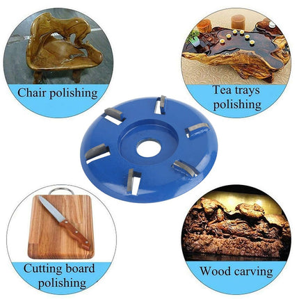 Stump Remover Angle Grinder Wood Carving Disc 6 Teeth Chainsaw Mill Cutter Woodworking Blade Tools Wood Turbo Carving Disc Wood Grinding Shaping Disc Grinder Disc Arc Blade - Blue -  Inner diameter 16mm