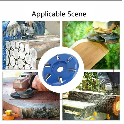 Stump Remover Angle Grinder Wood Carving Disc 6 Teeth Chainsaw Mill Cutter Woodworking Blade Tools Wood Turbo Carving Disc Wood Grinding Shaping Disc Grinder Disc Arc Blade - Blue -  Inner diameter 16mm