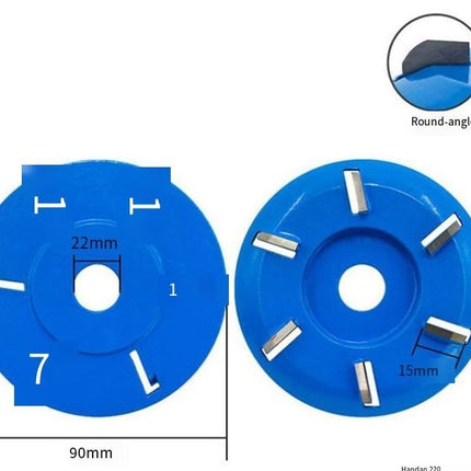 Stump Remover Angle Grinder Wood Carving Disc 6 Teeth Chainsaw Mill Cutter Woodworking Blade Tools Wood Turbo Carving Disc Wood Grinding Shaping Disc Grinder Disc Arc Blade - Blue - Inner diameter 22mm