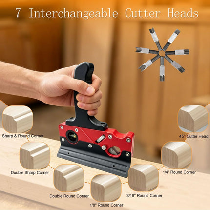 Multi-Blade Woodworking Chamfer Plane - Hand Planer for Edge Trimming & Corner Flattening, Adjustable Depth Fast Trimming Wood Planer with 7 Cutter Heads & Bubble Levels for DIY & Professional Use