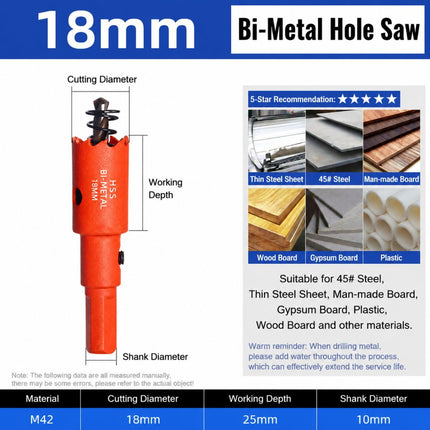 18mm Bi-Metal M42 High Speed Steel Hole Saw with Pilot Drill Bit